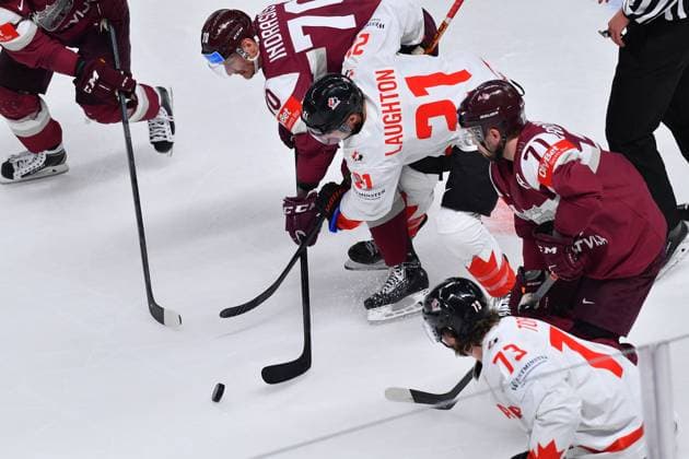 LATVIA, RIGA - 12.05.23: Game Latvia - Canada. IIHF 2023 Ice hockey, Eishockey World Championship, WM, Weltmeisterschaft  Copyright: xVITALIIxKLIUIEVx