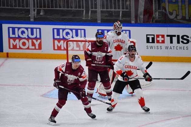 LATVIA, RIGA - 12.05.23: Game Latvia - Canada. IIHF 2023 Ice hockey, Eishockey World Championship, WM, Weltmeisterschaft  Copyright: xVITALIIxKLIUIEVx