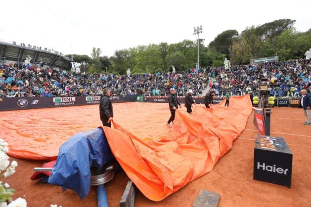 Rome, Italy 13.05.2023: Rain in rome stop the match Rublev (Rus) again Molcan (svk) in INTERNAZIONALI BNL d™Italia 2023 of tennis in Italy, at foro italico in Rome  Copyright: xmarcoxiacobuccix xipa-agency.netx xmarcoxiacobuccix 0 IPA_IPA37905434