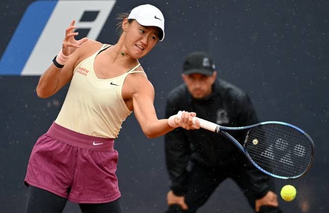 May 13, 2023, ROME: Wang Xiyu of China in action during her women s singles third round match against Taylor Townsend of the US (not pictured) at the Italian Open tennis tournament in Rome, Italy, 13 May 2023. ANSA ETTORE FERRARI ROME - ZUMAa110 20230513_zaf_a110_053 Copyright: xEttorexFerrarix