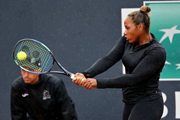 May 13, 2023, ROME: Taylor Townsend of the US in action during her women s singles third round match against Wang Xiyu of China (not pictured) at the Italian Open tennis tournament in Rome, Italy, 13 May 2023. ANSA ETTORE FERRARI Italian Open tennis tournament  - ZUMAa110 20230513_zaf_a110_054 Copyright: xEttorexFerrarix
