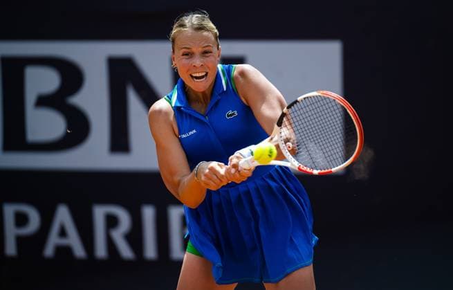 May 12, 2023, ROME, ITALY: Anett Kontaveit of Estonia in action during the second round of the 2023 Internazionali BNL dÃ¢â‚¬â ¢Italia WTA, Tennis Damen 1000 tennis tournament against Liudmila Samsonova of Russia ROME ITALY - ZUMAa181 20230512_zaa_a181_088 Copyright: xRobxPrangex