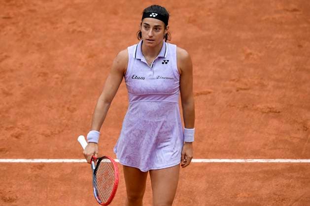 Caroline Garcia of France reacts during her match against Camila Osorio of Colombia at the Internazionali BNL d Italia tennis tournament at Foro Italico in Rome, Italy on May 13th, 2023. antoniettaxbaldassarre