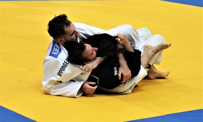 13 05 2023 Offenbach 1 Judo Bundesliga 2023 1 JC Samurai Offenbach vs TSV Abensberg Men Markus Horn Samurai vs Michael Weber Abensberg
