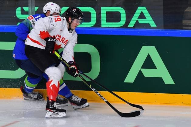 LATVIA, RIGA - 14.05.23: BLAIS Samuel. Game Slovenia vs Canada. IIHF 2023 Ice hockey, Eishockey World Championship, WM, Weltmeisterschaft at Arena Riga  Copyright: xVITALIIxKLIUIEVx