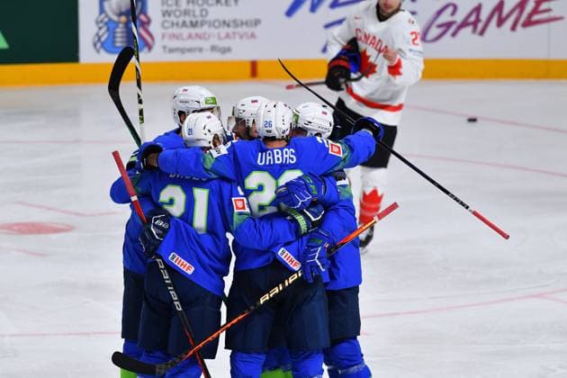 LATVIA, RIGA - 14.05.23: Game Slovenia vs Canada. IIHF 2023 Ice hockey, Eishockey World Championship, WM, Weltmeisterschaft at Arena Riga  Copyright: xVITALIIxKLIUIEVx