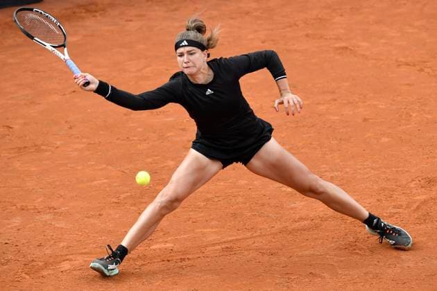 Karolina Muchova of Czech Republic during her match against Camila Giorgi of Italy at the Internazionali BNL d Italia tennis tournament at Foro Italico in Rome, Italy on May 14th, 2023. antoniettaxbaldassarre