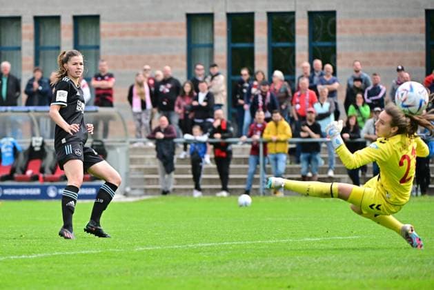 14 05 2023 Football Women Women Season 2022 2023 2 Bundesliga 24 Matchday 1 FC Nürnberg FCN Club 1 FC Köln II Sportfoto Zink MeZi xmexzix regulations prohibit any use of photographs as image sequences and or quasi video Nele Bauereisen 23, 1 FC Nürnberg FCN scores goal to 4 1 against Alma Demiri 21, 1 FC Köln II