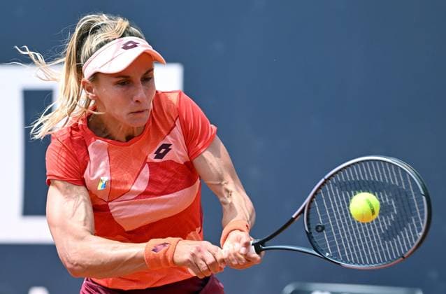May 14, 2023, ROME: Lesia Tsurenko of Ukraine in action during her women s singles third round match against Iga Swiatek of Poland (not pictured) at the Italian Open tennis tournament in Rome, Italy, 14 May 2023. ANSA ETTORE FERRARI Italian Open tennis tournament  - ZUMAa110 20230514_zaf_a110_044 Copyright: xEttorexFerrarix