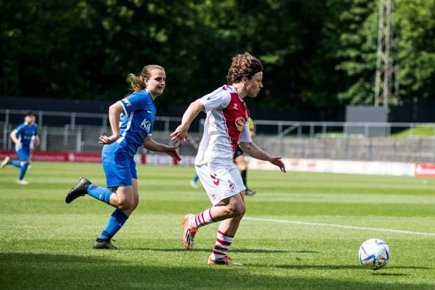 FLYERALARM Womens Soccer Bundesliga, 1 FC Koeln SV Meppen 1912 e V Alicia Gudorf 1 FC Koeln, 12 plays the pass to 1 0 FLYERALARM Womens Soccer Bundesliga, 1 FC Koeln SV Meppen 1912 e V , Koeln, Geissbockheim on 14 05 2023 DFB REGULATIONS PROHIBIT ANY USE OF PHOTOGRAPHS AS IMAGE SEQUENCES AND OR QUASI VIDEO Copyright: xBEAUTIFULxSPORTS Wunderlx