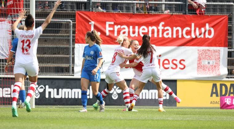 Goal celebration Cologne 1 0, 1 FC Cologne SV Meppen, Flyeralarm Frauen Bundesliga, 20 Spieltag, Cologne, Germany, 14 05 2023