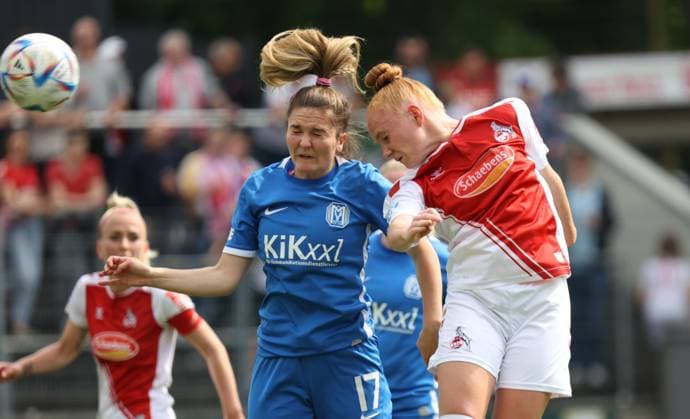 Noreen Günnewig Meppen , Laura Vogt Cologne , 1 FC Cologne SV Meppen, Flyeralarm Womens Bundesliga, Matchday 20, Cologne, Germany, 14 05 2023