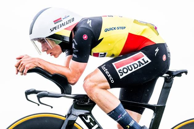 Belgian Remco Evenepoel of Soudal Quick-Step pictured in action during stage nine of the 2023 Giro D Italia cycling race, an individual time trial from Savignano sul Rubicone to Cesena (35km), in Italy, Sunday 14 May 2023. The 2023 Giro takes place from 06 to 28 May 2023. JASPERxJACOBS  x67286971x