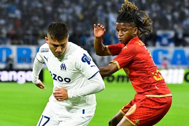 Cengiz UNDER ( 17 - Olympique Marseille ) - JUSTIN-NOEL KALUMBA MWANA NGONGO ( 17 - Angers ) - FOOTBALL : Marseille vs Angers - Ligue 1 - 14 05 2023 FedericoPestellini Panoramic 