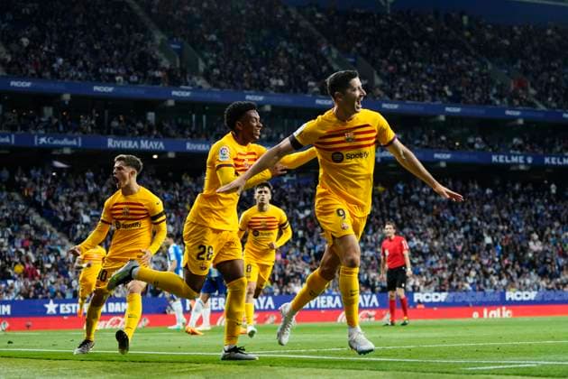 Bilder des Jahres 2023, Sport 05 Mai Sport Themen der Woche KW19 Sport Bilder des Tages RCD Espanyol v FC Barcelona, Barca - LaLiga Santander Robert Lewandowski centre-forward of Barcelona and Poland celebrates after scoring his sides first goal during the LaLiga Santander match between RCD Espanyol and FC Barcelona at RCDE Stadium on May 14, 2023 in Barcelona, Spain. Barcelona Spain  Copyright: xJosexBretonx originalFilename:breton-rcdespan230514_npmaA.jpg