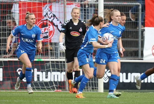 Linda Preuss Meppen , Lisa Josten Meppen , Isabella Jaron Meppen , 1 FC Köln SV Meppen, Flyeralarm Frauen Bundesliga, 20 Spieltag, Cologne, Germany, 14 05 2023