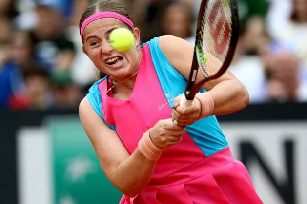 Rome, Italy 15.05.2023: J.Ostapenko of Latvia during the match against D.Kasatkina of Russia at the Women™s Internazionali BNL d Italia, ATP, Tennis Herren 1000, day 7, tennis tournament at Foro Italico in Rome, Italy on May 15th, 2023.  Copyright: xmarcoxiacobuccix xipa-agency.netx xmarcoxiacobuccix 0 IPA_IPA37952194