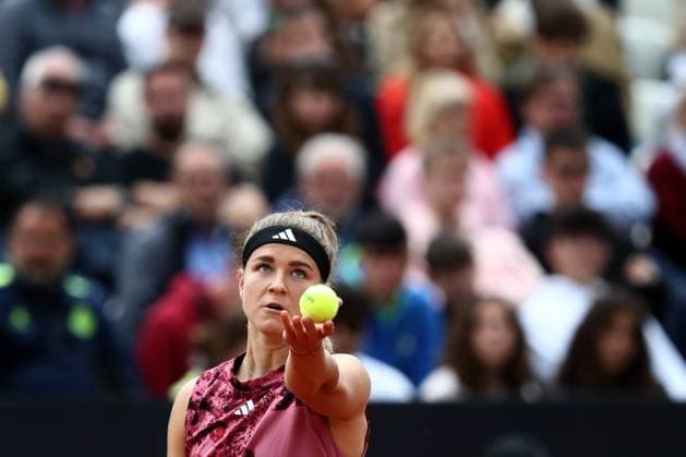 Rome, Italy 16.05.2023: K.Muchova during the match against Paula Badosa of Spain at the Women™s Internazionali BNL d Italia, ATP, Tennis Herren 1000, day 7, tennis tournament at Foro Italico in Rome, Italy on May 16th, 2023.  Copyright: xmarcoxiacobuccix xipa-agency.netx xmarcoxiacobuccix 0 IPA_IPA37975435
