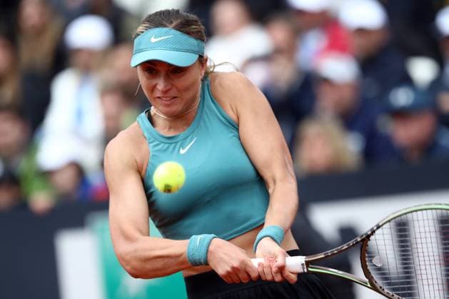 Rome, Italy 16.05.2023: Paula Badosa of Spain during the match against K.Muchova at the Women™s Internazionali BNL d Italia, ATP, Tennis Herren 1000, day 7, tennis tournament at Foro Italico in Rome, Italy on May 16th, 2023.  Copyright: xmarcoxiacobuccix xipa-agency.netx xmarcoxiacobuccix 0 IPA_IPA37975442