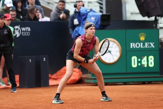 Rome, Italy 16.05.2023: K.Muchova during the match against Paula Badosa of Spain at the Women™s Internazionali BNL d Italia, ATP, Tennis Herren 1000, day 7, tennis tournament at Foro Italico in Rome, Italy on May 16th, 2023.  Copyright: xmarcoxiacobuccix xipa-agency.netx xmarcoxiacobuccix 0 IPA_IPA37975450