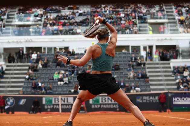Rome, Italy 17.05.2023: Paula Badosa of Spain during the match against JeÄ¼ena Ostapenko of Lettonia Paula Badosa of Spain at the Women™s Internazionali BNL d Italia, WTA, Tennis Damen 1000, tennis tournament at Foro Italico in Rome, Italy on May 17th, 2023.  Copyright: xmarcoxiacobuccix xipa-agency.netx xmarcoxiacobuccix 0 IPA_IPA38001985