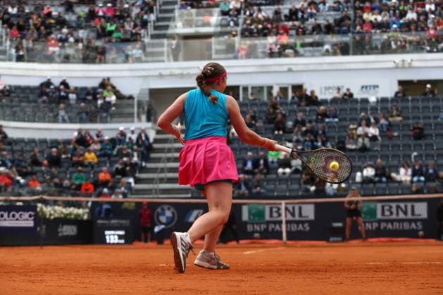 Rome, Italy 17.05.2023: JeÄ¼ena Ostapenko of Lettonia during the match against Paula Badosa of Spain at the Women™s Internazionali BNL d Italia, WTA, Tennis Damen 1000, tennis tournament at Foro Italico in Rome, Italy on May 17th, 2023.  Copyright: xmarcoxiacobuccix xipa-agency.netx xmarcoxiacobuccix 0 IPA_IPA38001991