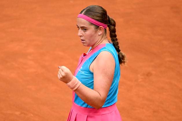 Jelena Ostapenko of Latvia reacts during her match against Paula Badosa of Spain at the Internazionali BNL d Italia tennis tournament at Foro Italico in Rome, Italy on May 17th, 2023. antoniettaxbaldassarre