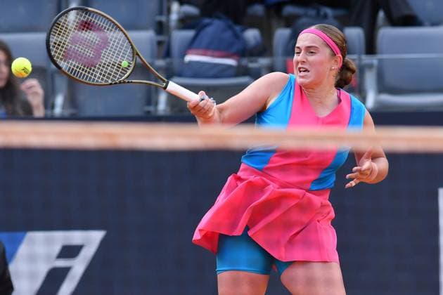 17th May 2023; Foro Italico, Rome, Italy: ATP, Tennis Herren 1000 Masters Rome, Day 10; Jelena Ostapenko (lat) returns against Paula Badosa (esp)  ActionPlus12511280 AllShotLive