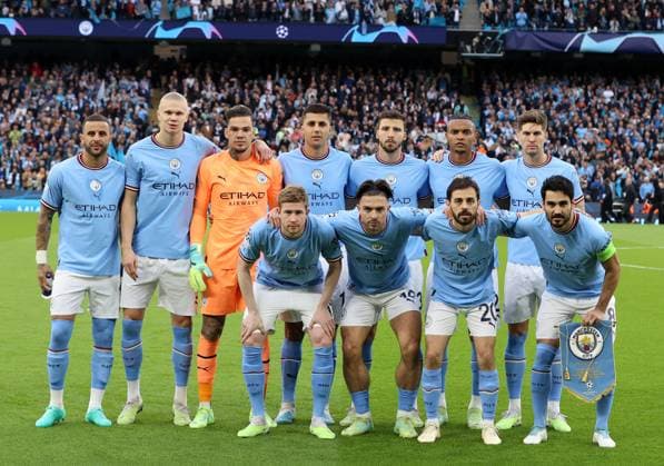 17th May 2023; Etihad Stadium, Manchester, England; Champions League Football, Semi Final Second Leg, Manchester City versus Real Madrid; the Manchester City team pose for a photo prior to the kick off  ActionPlus12511314 DavidxBlunsden