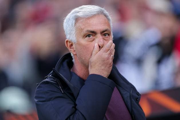 18 05 2023, football, 2022 2023 season, UEFA Europa League, semifinals, UEL, Bayer 04 Leverkusen AS Rome, head coach Jose Mourinho AS Rome , Leverkusen BayArena NRW Germany xRHR PHOTO DEx Copyright: RHR-FOTO DennisxEwertx RHR-FOTO DE