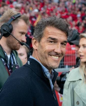 18 05 2023, xsltx, football UEFA Europa League, Bayer 04 Leverkusen AS Rom emspor, v l Karl Heinz Riedle DFL DFB REGULATIONS PROHIBIT ANY USE OF PHOTOGRAPHS as IMAGE SEQUENCES and or QUASI VIDEO Leverkusen