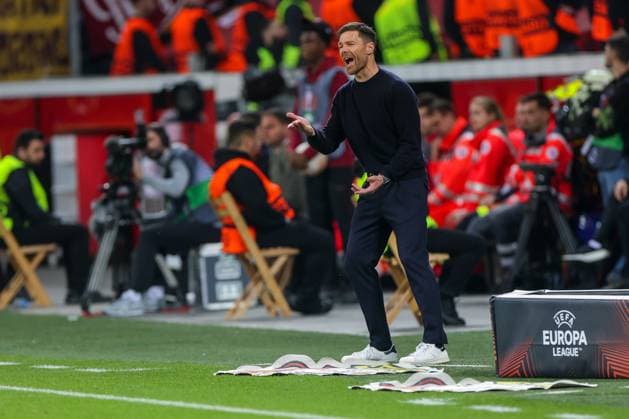 18 05 2023, football, 2022 2023 season, UEFA Europa League, semifinals, UEL, Bayer 04 Leverkusen AS Rome, head coach Xabi Alonso Bayer 04 Leverkusen , Leverkusen BayArena NRW Germany xRHR PHOTO DEx Copyright: RHR-FOTO DennisxEwertx RHR-FOTO DE