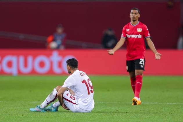 18 05 2023, football, 2022 2023 season, UEFA Europa League, semi-final, UEL, Bayer 04 Leverkusen AS Rome, Zeki Celik AS Rome time play , Leverkusen BayArena NRW Germany xRHR PHOTO ENx Copyright: RHR-FOTO DennisxEwertx RHR-FOTO DE