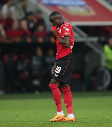 Bayer 04 Leverkusen v AS Roma, UEFA Europa League, Semi finals, 2nd leg, Bay Arena, Cologne, Germany, 18th May 2023 Moussa Diaby of Bayer Leverkusen looks disappointed & dejected. - Bayer 04 Leverkusen v AS Roma, UEFA Europa League, Semi finals, 2nd leg, Bay Arena, Cologne, Germany. - 18th May 2023. Cologne Bay Arena Germnay Copyright: xDanxWeirx CP_Bayer_Leverkusen_AS_Roma_42