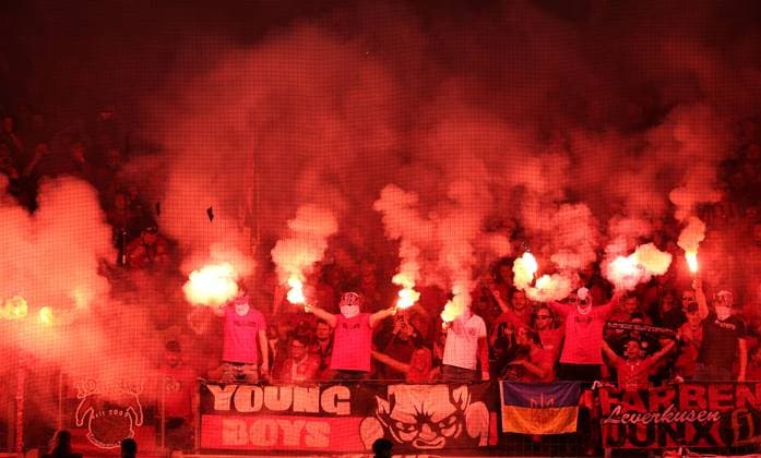 Bayer 04 Leverkusen v AS Roma, UEFA Europa League, Semi finals, 2nd leg, Bay Arena, Cologne, Germany, 18th May 2023 Bayer Leverkusen fans with flares. - Bayer 04 Leverkusen v AS Roma, UEFA Europa League, Semi finals, 2nd leg, Bay Arena, Cologne, Germany. - 18th May 2023. Cologne Bay Arena Germnay Copyright: xDanxWeirx CP_Bayer_Leverkusen_AS_Roma_50