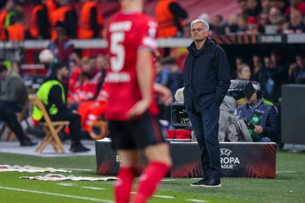 18 05 2023, football, 2022 2023 season, UEFA Europa League, semifinals, UEL, Bayer 04 Leverkusen AS Rome, head coach Jose Mourinho AS Rome , Leverkusen BayArena NRW Germany xRHR PHOTO DEx Copyright: RHR-FOTO DennisxEwertx RHR-FOTO DE