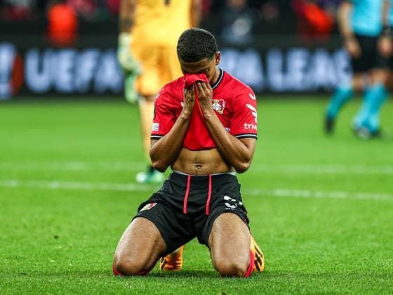 Amine Adli Bayer 04 Leverkusen, 21 dissatisfied, disappointed disappointed, GER, Bayer 04 Leverkusen vs AS Rome, UEFA Europa League 2022 23, semifinal second leg, 18 05 2023, GER, Bayer 04 Leverkusen vs AS Rome, UEFA Europa League 2022 23, semifinal second leg, 18 05 2023, Photo Eibner Pressefoto Gabriel Boia Leverkusen Copyright: xGabrielxBoiax EP_EER