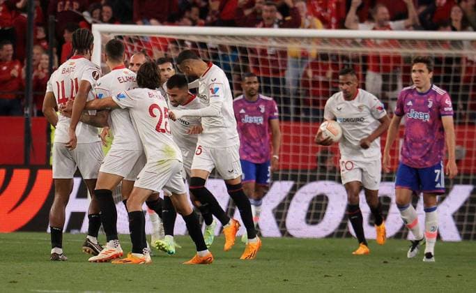 May 18, 2023 Sevilla, Spain Sport, Soccer Sevilla Vs FC Juventus UEFA Europa League 2022 2023 semi final second leg Stadio Ramón Sánchez Pizjuán Suso celebrates a goal 900 Cordon Press  900 CordonxPress LOF - Sevilla vs Juventus