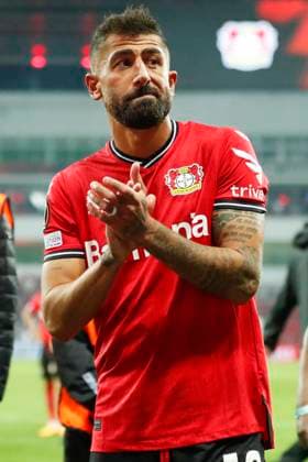 Kerem DEMIRBAY Bayer 04 Leverkusen, 10 applauds the fans Leverkusen, football UEFA Europa League semi-final, Bayer 04 Leverkusen AS Rome, 18 05 2023, BayArena, Leverkusen UEFA regulations prohibit any use of photographs as image sequences and or quasi video Â