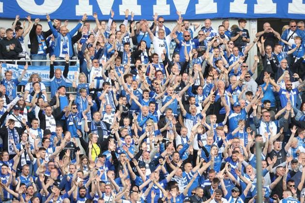 Magdeburg fans, SV Darmstadt 98 vs FC Magdeburg, 2 Football Bundesliga, Football, 33 Matchday, 19 5 2023, DFL REGULATES PROHIBIT ANY USE OF PHOTOGRAPHS AS IMAGE SEQUENCES AND OR QUASI hVIDEO, SV Darmstadt 98 vs FC Magdeburg, 2 Football Bundesliga, Football, 33 Matchday, 19 5 2023 Darmstadt Copyright: xEibner-Pressefoto JoergxNiebergax EP_EER