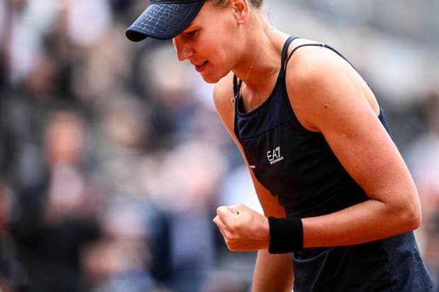 Veronika Kudermetova of Russia reacts during at her match against Anhelina Kalinina of Ukraine at the Internazionali BNL d Italia tennis tournament at Foro Italico in Rome, Italy on May 19th, 2023. antoniettaxbaldassarre
