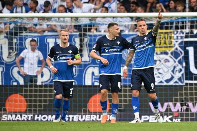 Darmstadt, Merck Stadion am Boellenfalltor, 19 05 23, GER, Men, 2 Bundesliga, Season 2022 2023, SV Darmstadt 98 1 FC Magdeburg picture Philipp TIETZ Darmstadt cheers after his goal to 1 0 Only for editorial use DFL regulations prohibit any use of photographs as image sequences and or quasi video Hesse Germany
