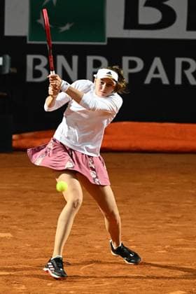 Elena Rybakina of Kazakhstan during her match against Jelena Ostapenko of Latvia at the Internazionali BNL d Italia tennis tournament at Foro Italico in Rome, Italy on May 19th, 2023. antoniettaxbaldassarre