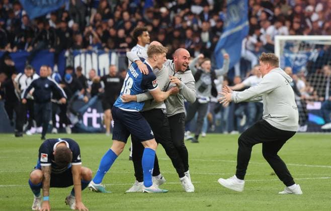 Darmstadt celebrates promotion, SV Darmstadt 98 vs FC Magdeburg, 2 Football Bundesliga, Football, 33 Matchday, 19 5 2023, DFL REGULATES PROHIBIT ANY USE OF PHOTOGRAPHS AS IMAGE SEQUENCES AND OR QUASI hVIDEO, SV Darmstadt 98 vs FC Magdeburg, 2 Football Bundesliga, Football, 33 Matchday, 19 5 2023 Darmstadt Copyright: xEibner-Pressefoto JoergxNiebergax EP_EER