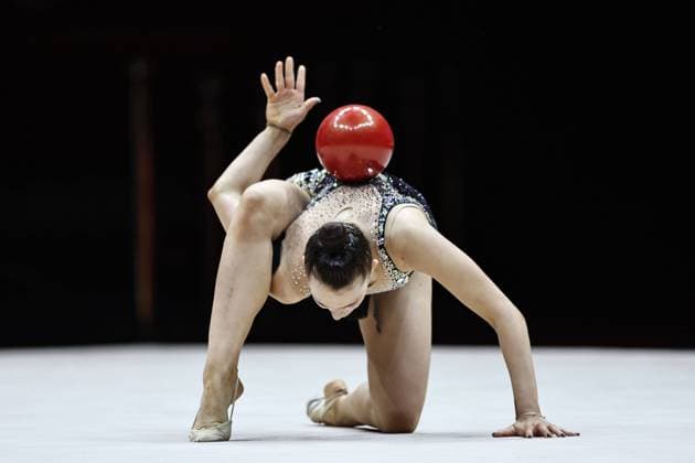 Bilder des Jahres 2023, Sport 05 Mai Sport Themen der Woche KW20 Margarita Kolosov, GER, during qualification at 2023 European Rhythmic gymnastics, Rhythmische Sportgymnastik, RSG championships in Baku; 17 05 2023; *** Margarita Kolosov, GER, during qualification at 2023 European Rhythmic Gymnastics championships in Baku 17 05 2023 