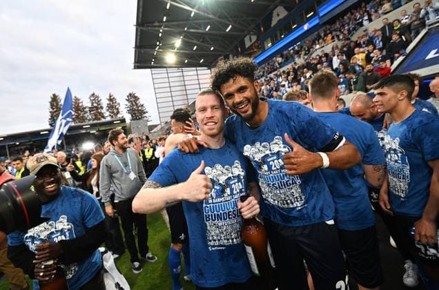 19 05 2023, xfux, Fussball 2 Bundesliga, SV Darmstadt 98 1 FC Magdeburg, emonline, emspor, v l Thomas Isherwood SV Darmstadt 98 , Aaron Seydel SV Darmstadt 98 DFL DFB REGULATIONS PROHIBIT ANY USE OF PHOTOGRAPHS as IMAGE SEQUENCES and or QUASI VIDEO Licensing of the photographic work to SV Darmstadt 1898 e V and subsidiaries is not permitted NO release of or sale to SV Darmstadt 1898 e V Darmstadt