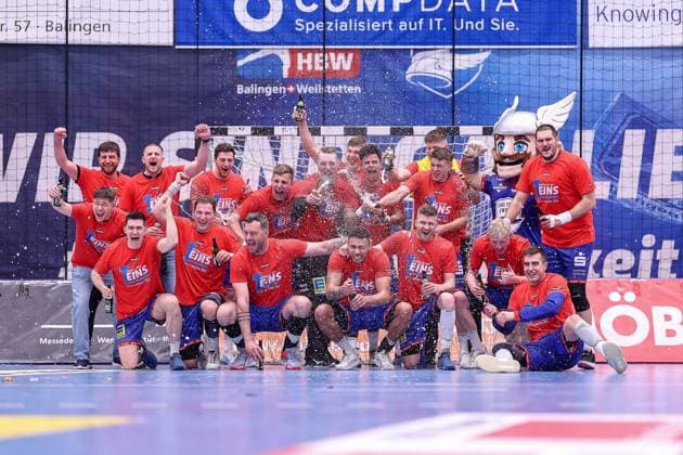 Jubel Torjubel HBW after the game promotion to the 1 Bundesliga¨¨HBW Balingen Weilstetten vs SG BBM Bietigheim, handball, 2 Bundesliga, 35 match day, season 2022 2023, 20 05 2023, ¨¨ HBW Balingen Weilstetten vs SG BBM Bietigheim, handball, 2 Bundesliga, 35 match day, season 2022 2023, 20 05 2023 Balingen Copyright: xEibner-Pressefoto ThomasxSchipsx EP_EER