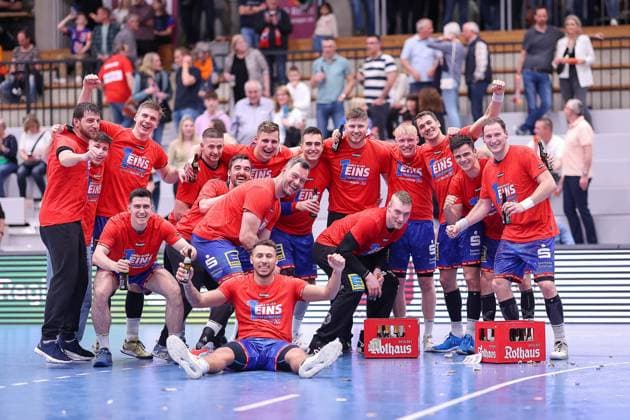 Jubel Torjubel HBW after the game promotion to the 1 Bundesliga¨¨HBW Balingen Weilstetten vs SG BBM Bietigheim, handball, 2 Bundesliga, 35 match day, season 2022 2023, 20 05 2023, ¨¨ HBW Balingen Weilstetten vs SG BBM Bietigheim, handball, 2 Bundesliga, 35 match day, season 2022 2023, 20 05 2023 Balingen Copyright: xEibner-Pressefoto ThomasxSchipsx EP_EER