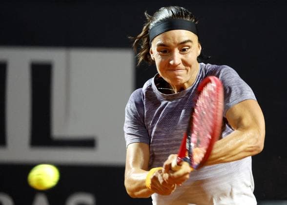 May 20, 2023, ROME: Anhelina Kalinina of Ukraine in action during her women s singles final match against Elena Rybakina of Kazakhstan (not pictured) at the Italian Open tennis tournament in Rome, Italy, 20 May 2023. ANSA FABIO FRUSTACI ROME - ZUMAa110 20230520_zaf_a110_138 Copyright: xFabioxFrustacix