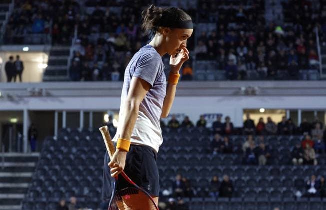 May 20, 2023, ROME: Anhelina Kalinina of Ukraine in action during her women s singles final match against Elena Rybakina of Kazakhstan (not pictured) at the Italian Open tennis tournament in Rome, Italy, 20 May 2023. ANSA FABIO FRUSTACI ROME - ZUMAa110 20230520_zaf_a110_141 Copyright: xFabioxFrustacix